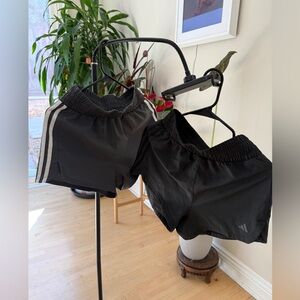 Two adidas Black Elastic Waistband Athletic Shorts with Logo Tag